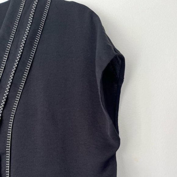 VINCE Black VEE Short Sleeve Caftan Embroidered Shift Dress - Picture 7 of 9